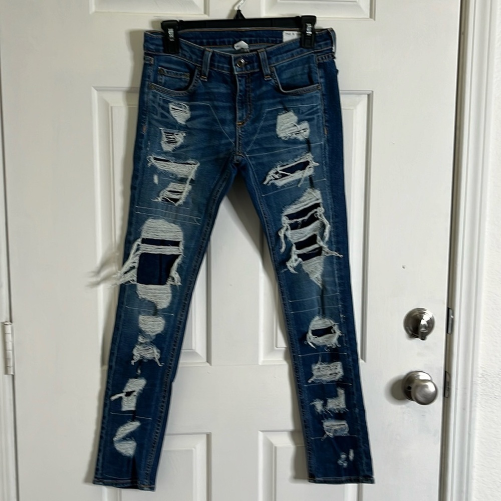 Rag‎ & Bone Dre Distressed Skinny Jeans size 26 Ada Brigade Low Rise 90's Y2K